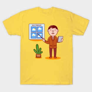 Cute News Anchor Cartoon T-Shirt